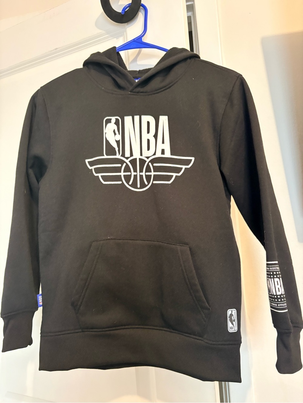 NBA Black Hoodie with White NBA Shield Sleeve Patch